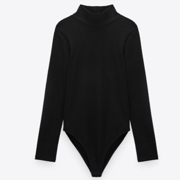 Zara Tops Zara Mockneck Open Back Bodysuit Poshmark